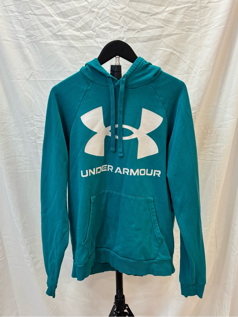 Under Armour Teal Big Logo Pullover Hoodie – Medium